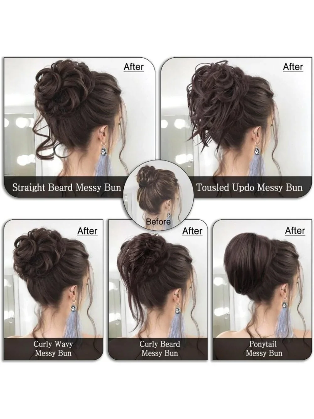 5-Piece Messy Hair Bun Hairpieces for Effortless Tousled Updos - Perfect for
